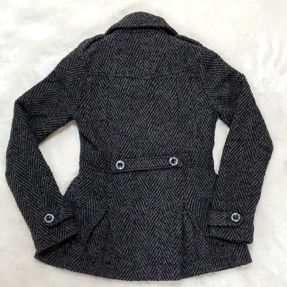 Billabong gray and black variegated wool pea coat size small - Picture 6 of 8